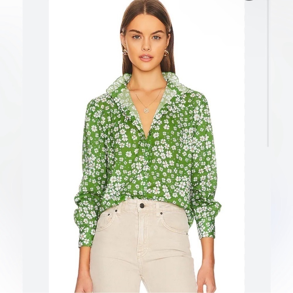 Rolla’s Revolve Kennedy Green Floral Shirt Blouse